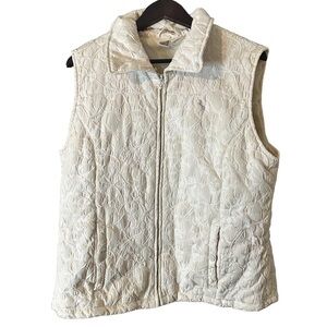 Cowgirl Up Women's Cream White Quilted Embroidered Riding Outdoor Vest Sz XL